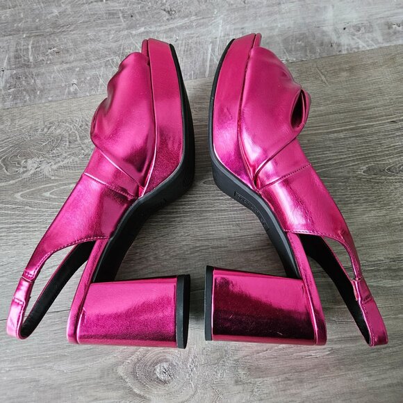 Kenneth Cole Reaction Rylee Hot Pink Metallic Slingback Platform Sandals Size 8. - Picture 16 of 16